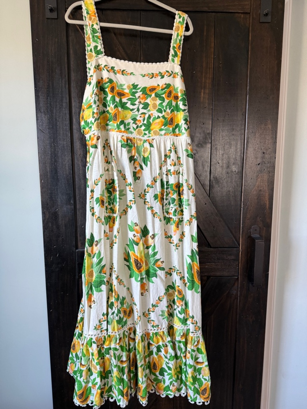 FARM Rio White Maxi Dress with Yellow and Green Floral Print